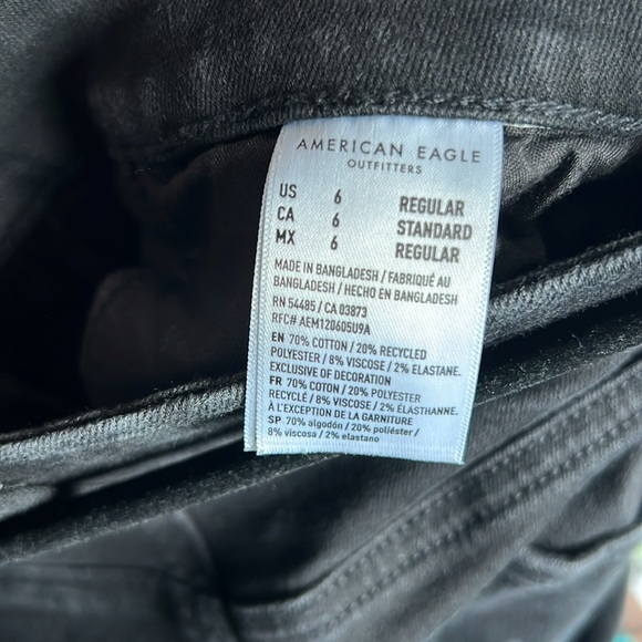 American Eagle Outfitters super high rise Black Denim Jeggings - size 6 - Picture 4 of 6